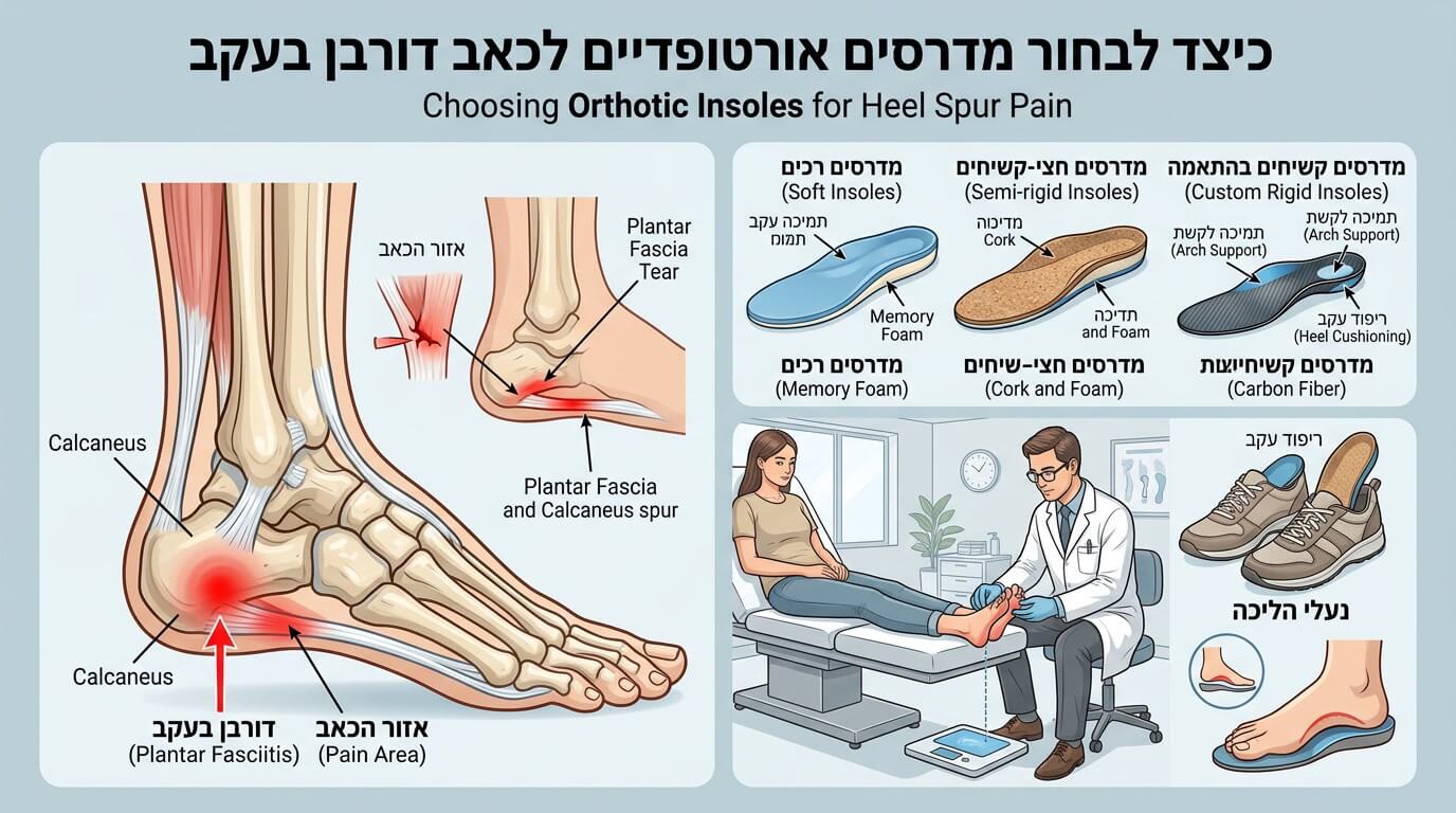 איך לבחור מדרסים לדורבן: מדריך מעשי להתאמה נכונה ולהפחתת כאבים בעקב