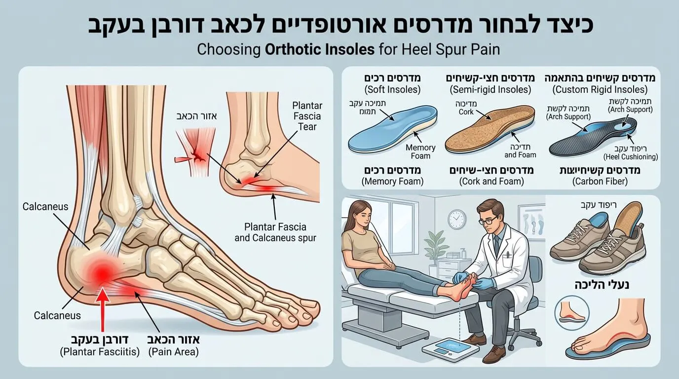 איך לבחור מדרסים לדורבן: מדריך מעשי להתאמה נכונה ולהפחתת כאבים בעקב